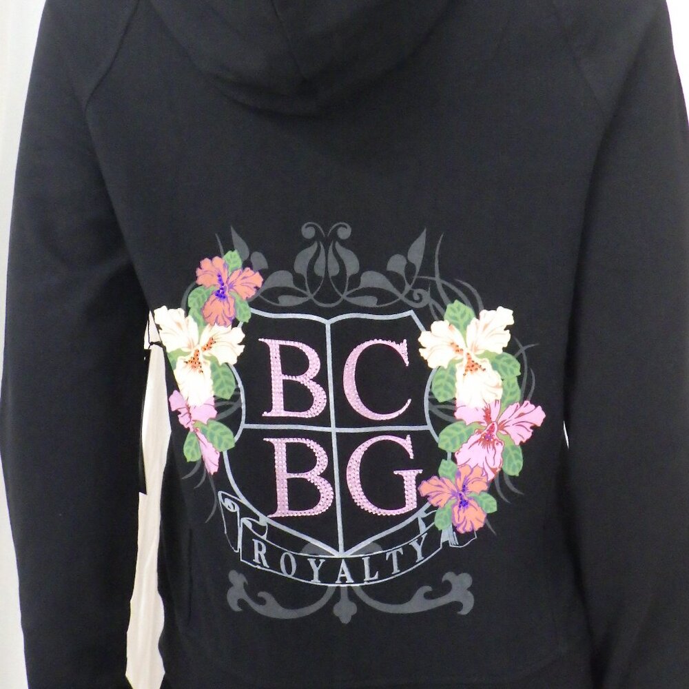 NWT BCBG sz MED, LG, XL 95% cotton PASTEL FLORAL & BLACK 2 PC TRACKSUIT - Picture 2 of 16